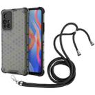 For Xiaomi Redmi Note 11 5G / Note 11T 5G / Poco M4 Pro 5G Lanyard Honeycomb PC + TPU Case(Black) - 1