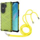 For Honor 60 Pro Lanyard Honeycomb PC + TPU Case(Green) - 1