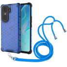 For Honor 60 Pro Lanyard Honeycomb PC + TPU Case(Blue) - 1