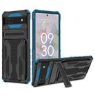 For Google Pixel 6a Armor Card PC + TPU Phone Case(Blue) - 1