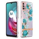 For Motorola Moto G30 / G20 / G10 / G10 Power Flowers and Plants Series IMD TPU Phone Case(Blue Rose) - 1