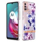 For Motorola Moto G30 / G20 / G10 / G10 Power Flowers and Plants Series IMD TPU Phone Case(Purple Begonia) - 1