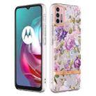 For Motorola Moto G30 / G20 / G10 / G10 Power Flowers and Plants Series IMD TPU Phone Case(Purple Peony) - 1