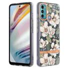 For Motorola Moto G60 / G40 Fusion Flowers and Plants Series IMD TPU Phone Case(Green Gardenia) - 1