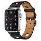 PU Silver Buckle Watch Band For Apple Watch Series 9&8&7 41mm / SE 3&SE 2&6&SE&5&4 40mm / 3&2&1 38mm(Black) - 1