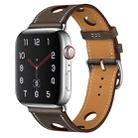 PU Silver Buckle Watch Band For Apple Watch Series 9&8&7 41mm / SE 3&SE 2&6&SE&5&4 40mm / 3&2&1 38mm(Taupe) - 1