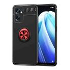 For OPPO Reno7 SE 5G Ring Holder 360 Degree Rotating TPU Case(Black Red) - 1