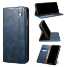 For OPPO Reno7 SE 5G Simple Wax Crazy Horse Texture Leather Phone Case(Navy Blue) - 1