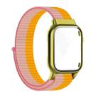 Nylon Loop Integrated Case Screen Cover Watch Band For Apple Watch Series 7 41mm(Pink Orange) - 1