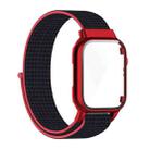 Nylon Loop Integrated Case Screen Cover Watch Band For Apple Watch Series 7 45mm(Red Black) - 1