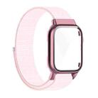 Nylon Loop Integrated Case Screen Cover Watch Band For Apple Watch Series 7 45mm(Pearl Pink) - 1