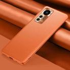 For Xiaomi 12 Pro 5G Plain Skin Leather Phone Case(Orange) - 1