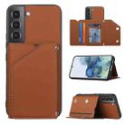 For Samsung Galaxy S22 5G Skin Feel PU + TPU + PC Phone Case with Card Slots(Brown) - 1