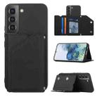 For Samsung Galaxy S22 5G Skin Feel PU + TPU + PC Phone Case with Card Slots(Black) - 1