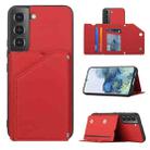 For Samsung Galaxy S22+ 5G Skin Feel PU + TPU + PC Phone Case with Card Slots(Red) - 1