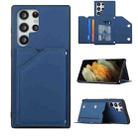 For Samsung Galaxy S22 Ultra 5G Skin Feel PU + TPU + PC Phone Case with Card Slots(Blue) - 1