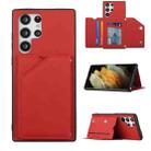 For Samsung Galaxy S22 Ultra 5G Skin Feel PU + TPU + PC Phone Case with Card Slots(Red) - 1