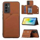 For vivo S10e / V23e Skin Feel PU + TPU + PC Phone Case with Card Slots(Brown) - 1