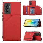 For vivo S10e / V23e Skin Feel PU + TPU + PC Phone Case with Card Slots(Red) - 1