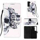 For Samsung Galaxy S22 5G 3D Painting Flip Leather Case with Holder(Skull) - 1
