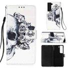 For Samsung Galaxy S22+ 5G 3D Painting Flip Leather Case with Holder(Skull) - 1