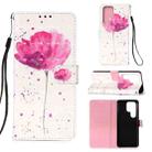 For Samsung Galaxy S22 Ultra 5G 3D Painting Flip Leather Case with Holder(Flower) - 1