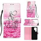 For Samsung Galaxy S22 Ultra 5G 3D Painting Flip Leather Case with Holder(Beautiful) - 1
