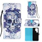 For Samsung Galaxy S22 Ultra 5G 3D Painting Flip Leather Case with Holder(Cloud Skull) - 1