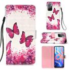 For Xiaomi Redmi Note 11 3D Painting Flip Leather Case with Holder(Red Butterfly) - 1