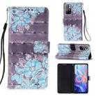 For Xiaomi Redmi Note 11 3D Painting Flip Leather Case with Holder(Blue Flower) - 1