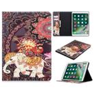For iPad 10.2 Colored Drawing Pattern Horizontal Flip PU Leather Case with Holder & Card Slots & Wallet(Flower Elephant) - 1