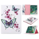 For iPad 10.2 Colored Drawing Pattern Horizontal Flip PU Leather Case with Holder & Card Slots & Wallet(Peach Blossom Butterfly) - 1
