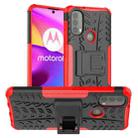 For Motorola Moto E40 Tire Texture TPU + PC Phone Case with Holder(Red) - 1