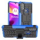 For Motorola Moto E40 Tire Texture TPU + PC Phone Case with Holder(Blue) - 1