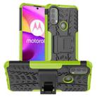 For Motorola Moto E40 Tire Texture TPU + PC Phone Case with Holder(Green) - 1