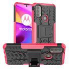 For Motorola Moto E40 Tire Texture TPU + PC Phone Case with Holder(Pink) - 1