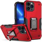 For iPhone 13 Pro Max Ring Holder Non-slip Armor Phone Case (Red) - 1