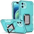 For iPhone 12 Ring Holder Non-slip Armor Phone Case(Mint Green) - 1
