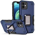 For iPhone 12 Ring Holder Non-slip Armor Phone Case(Blue) - 1