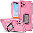 For iPhone 12 Pro Ring Holder Non-slip Armor Phone Case(Pink) - 1