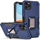 For iPhone 12 Pro Ring Holder Non-slip Armor Phone Case(Blue) - 1