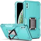 For iPhone X / XS Ring Holder Non-slip Armor Phone Case(Mint Green) - 1