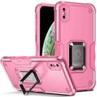 For iPhone X / XS Ring Holder Non-slip Armor Phone Case(Pink) - 1