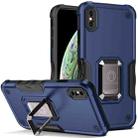 For iPhone X / XS Ring Holder Non-slip Armor Phone Case(Blue) - 1