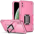 For iPhone XR Ring Holder Non-slip Armor Phone Case(Pink) - 1