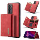 For OnePlus 9RT 5G DG.MING M1 Series 3-Fold Multi Card Wallet + Magnetic Back Cover Case(Red) - 1
