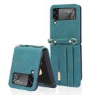 For Samsung Galaxy Z Flip3 5G Crossbody Siamese Leather Phone Case with Lanyard(Green) - 1