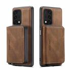 For OnePlus Nord N200 5G JEEHOOD Magnetic Zipper Horizontal Flip Phone Leather Case(Brown) - 1
