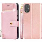 For Motorola Moto G Power 2022 Zipper Bag Leather Phone Case(Rose Gold) - 1