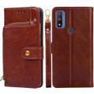 For Motorola Moto G Pure Zipper Bag Leather Phone Case(Brown) - 1